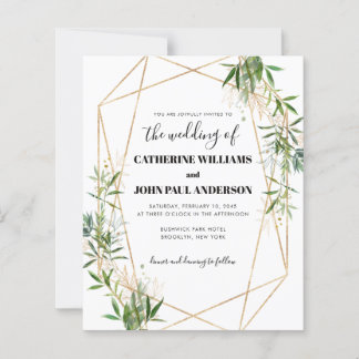 Budget Greenery Leaf Foliage Gold Modern Wedding 
