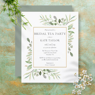 Budget Greenery Leaves Bridal Tea Party Invitation