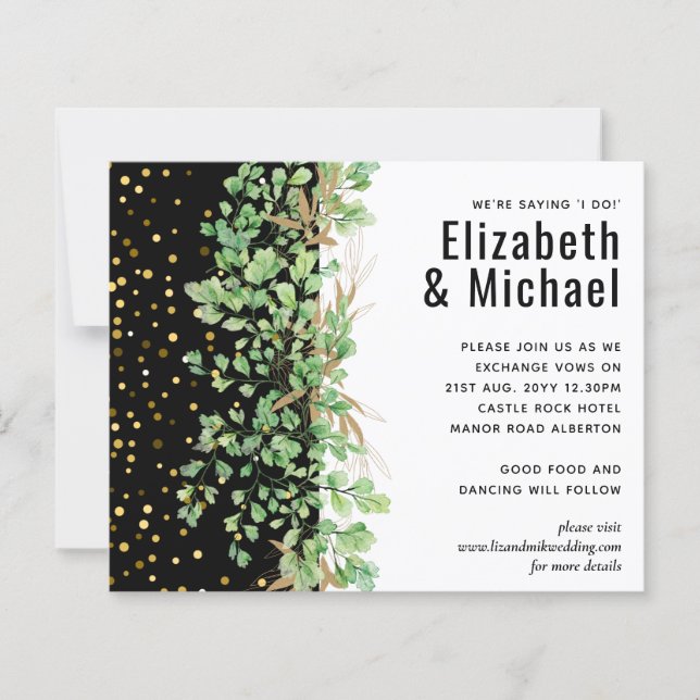 Budget Greenery Leaves Night Sky Wedding (Front)