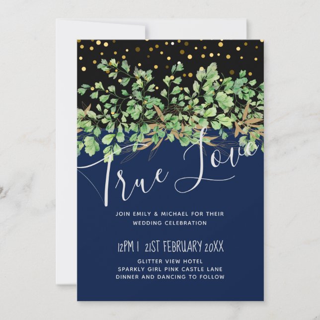 Budget GREENERY Leaves Night Sky Wedding (Front)