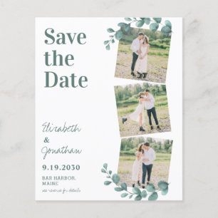 Budget Greenery Leaves QR Code Photo Save The Date