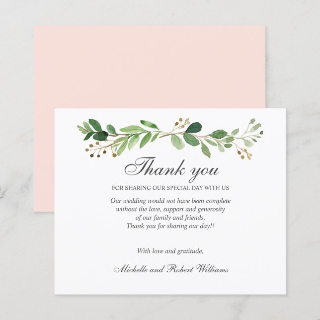 BUDGET Greenery Leaves Summer Spring THANK YOU (Front/Back)