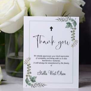 Budget Greenery Memorial Thank you Card
