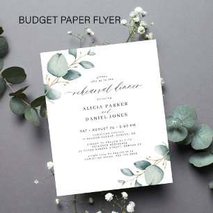 Budget greenery modern rehearsal dinner invitation flyer