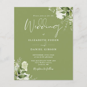 Budget Greenery Moss Green Wedding Invitation