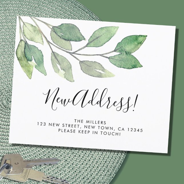 Budget Greenery New Address Announcement Card (Creator Uploaded)