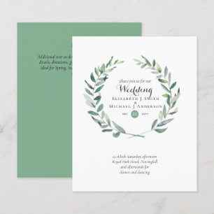Budget Greenery Olive Leaves Wedding Invites