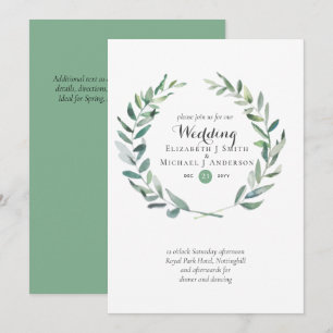 Budget Greenery Olive Leaves Wedding Invites