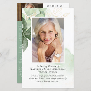 BUDGET Greenery Photo Memorial Service Program