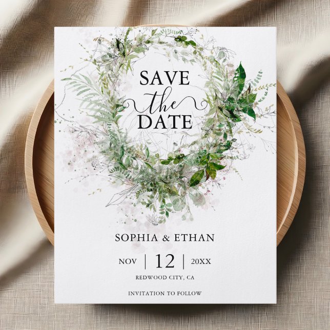 Budget Greenery Photo Save The Date Flyer (Creator Uploaded)