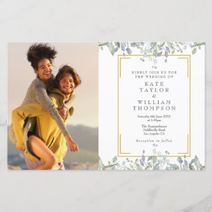 Budget Greenery Photo Wedding Invitation