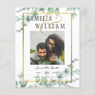 BUDGET Greenery PHOTO Wedding Save The Date QRcode Flyer