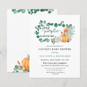 Budget Greenery Pumpkin Baby Shower Invitation
