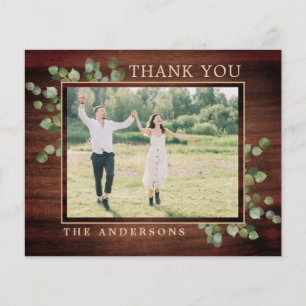 Budget Greenery Rustic Photo Wedding Thank You