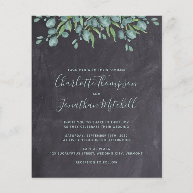 Budget Greenery Rustic Wedding Invitation (Front)