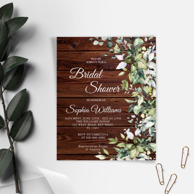 Budget Greenery Rustic Wood Bridal Invitation (Creator Uploaded)