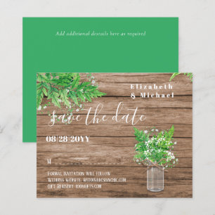 BUDGET Greenery Save Dates Ferns Rustic Wedding