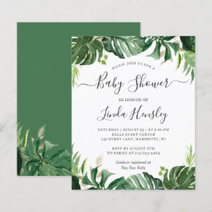 Budget Greenery Tropical Baby Shower Invitation