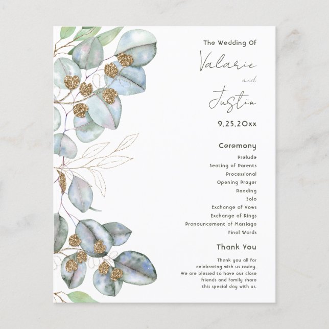 Budget Greenery Watercolor Eucalyptus Wedding (Front)