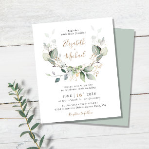 Budget Greenery Watercolor Wedding Invitation