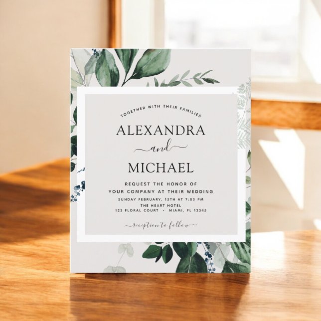 Budget Greenery Watercolor Wedding Invitations Flyer (Creator Uploaded)