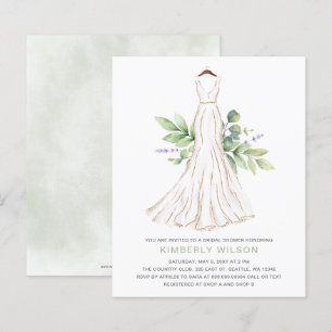 Budget Greenery Wedding Dress Bridal Shower Invite