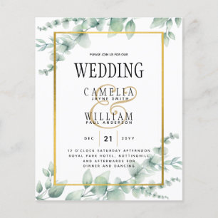 BUDGET Greenery Wedding Invitation QR CODE RSVP Flyer