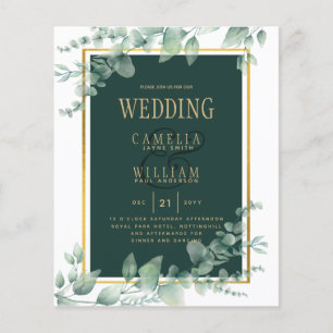 BUDGET Greenery Wedding Invitation QR CODE RSVP  Flyer
