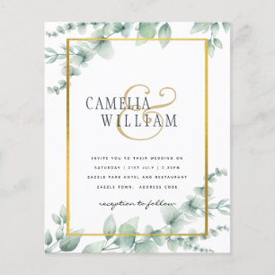BUDGET Greenery Wedding Invitation QR CODE RSVP Flyer
