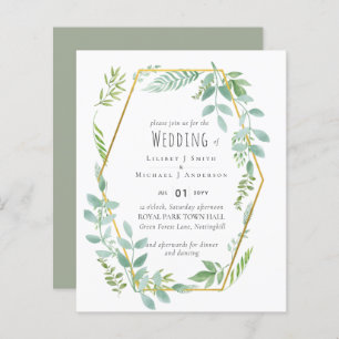 Budget Greenery Wedding Invite