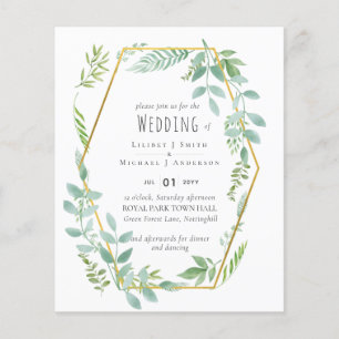 Budget Greenery Wedding Invite Flyer