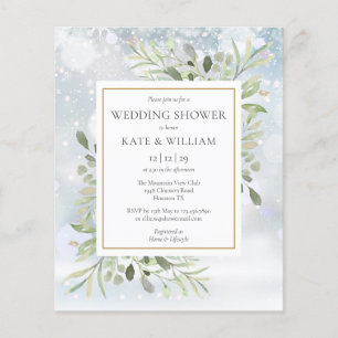 Budget Greenery Winter Wedding Shower Invitation