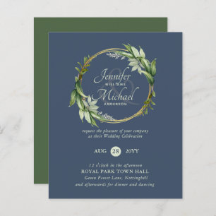 BUDGET Greenery Wreath Wedding Invitations