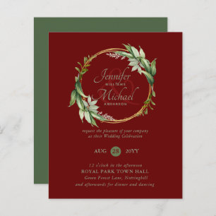 BUDGET Greenery Wreath Wedding Invitations