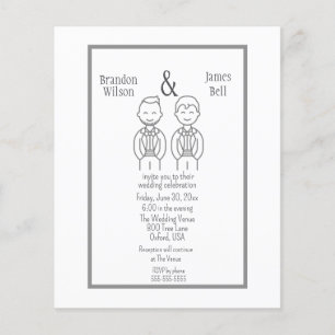 BUDGET Grey Gay Couple Wedding Invitation Flyer