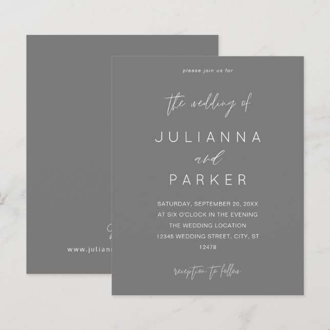 Budget Grey MOD Calligraphy Wedding (Front/Back)