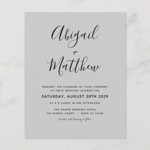 Budget Grey Modern Elegant Wedding Invitation Fly Flyer