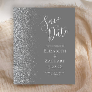 Budget Grey Silver Save the Date Card