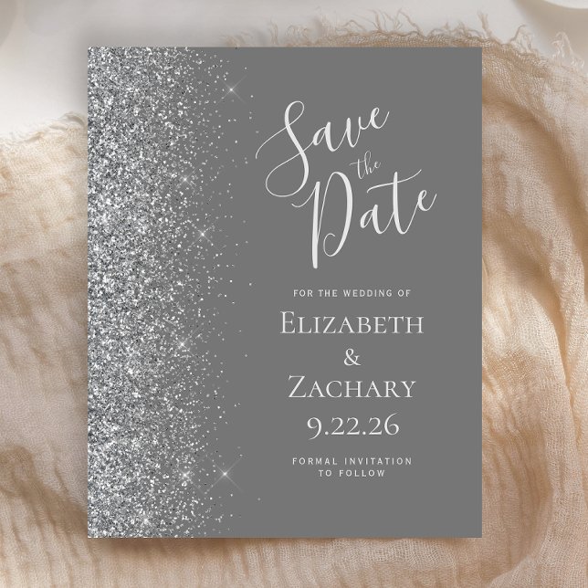 Budget Grey Silver Save the Date Card (Creator Uploaded)