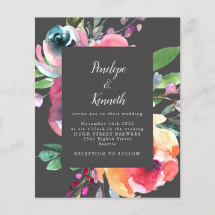 Budget Grey Watercolor Floral Elegant Wedding