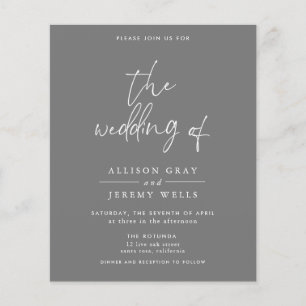 Budget Grey Wedding Invitation Flyer