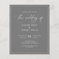Budget Grey Wedding Invitation Flyer