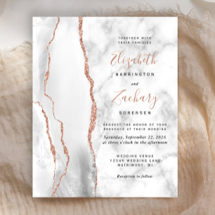 Budget Grey White Rose Gold Agate Marble Wedding