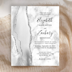 Budget Grey White Silver Agate Marble Wedding