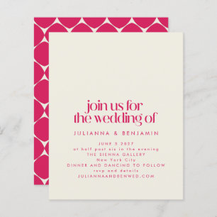 Budget Groovy Retro 70s Red Pink Wedding Invite
