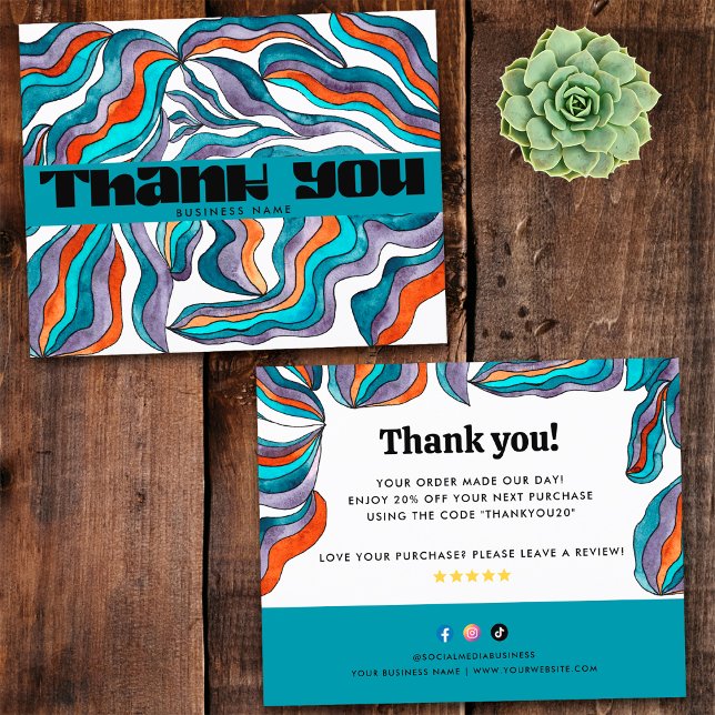 Budget Groovy Thank You Purchase Business Order (Front and back)