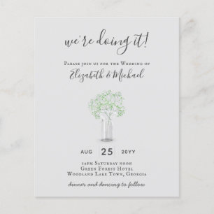 BUDGET Gypsophila Mason Jar Modern Minimal WEDDING Flyer
