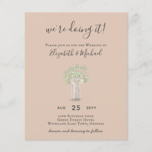 BUDGET Gypsophila Mason Jar Modern Minimal WEDDING Flyer