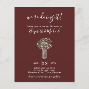 BUDGET Gypsophila Mason Jar Modern Minimal WEDDING Flyer
