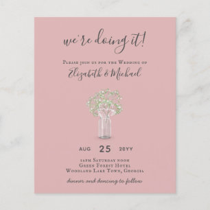 BUDGET Gypsophila Mason Jar Modern Minimal WEDDING Flyer